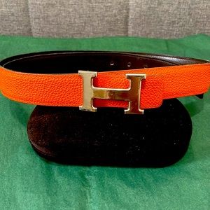 Hermes Reversible Belt in the classic orange/brown